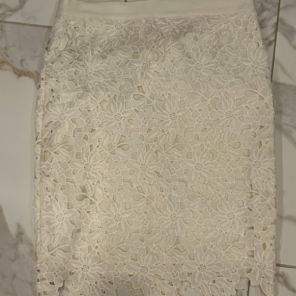 Ann Taylor Floral Lace Pencil Skirt Size 6 EUC